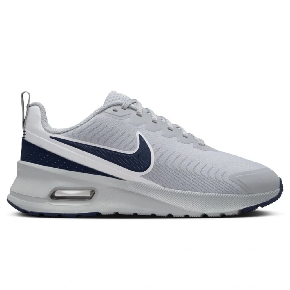 NIKE MEN’S GRAY AND NAVY BLUE AIR MAX NUAXIS RUNNING SHOES - SIZE 11